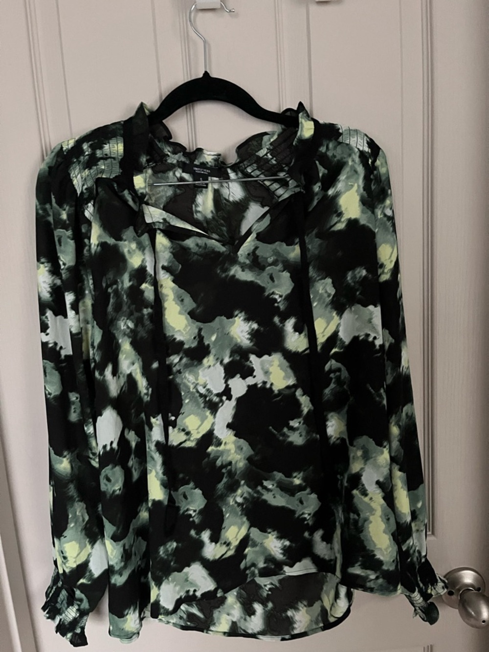 Green & Black Abstract Print Blouse ,NWT
